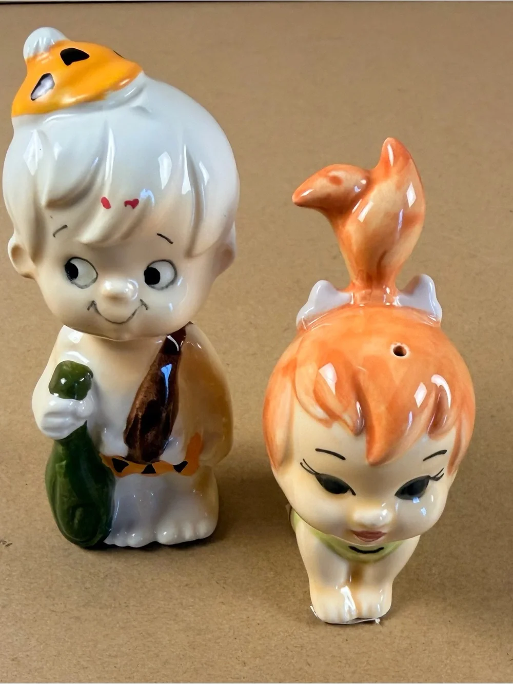 Vintage 1990 Vandor The Flintstones Salt & Pepper Shaker Pebbles Bamm Bamm